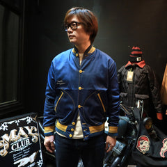 May club -【North No Name】COTTON VARSITY JACKET - BLUE