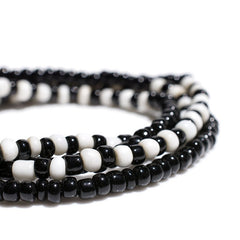 May club -【SunKu】ANTIQUE BLACK & WHITE BEADS LONG NECKLACE