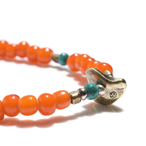 May club -【SunKu】Antique Beads Bracelet Orange