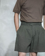 LINEN GURKHA SHORTS - ARMY GREEN - May club