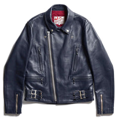 AD-02 Sheepskin Double Riders Jacket - Dark Blue（茶芯） - May club