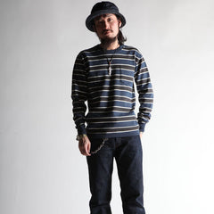 May club -【WESTRIDE】CLASSIC RIB MULTI BORDER L/S SWEATER - CHCL/BLUE