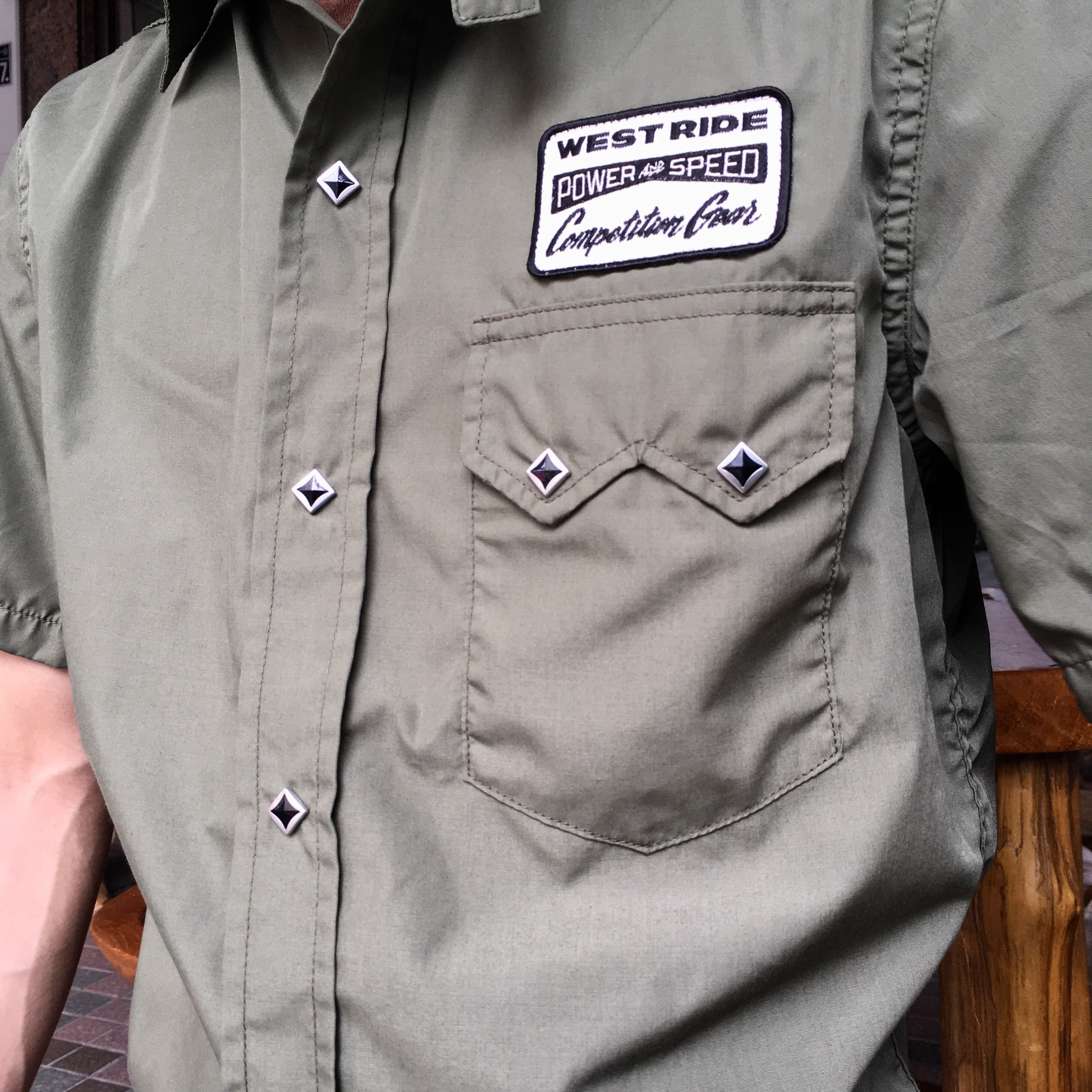 May club -【WESTRIDE】SNAP WORK S/S SHIRTS - OLIVE