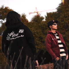May club -【WESTRIDE】HEAVY WEIGHT FULL ZIP HOODIE - CHECKER FLAG (BLACK)