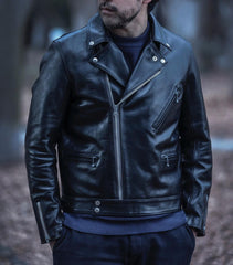 AD-03 Horsehide British Asymmetry Jacket - Black - May club