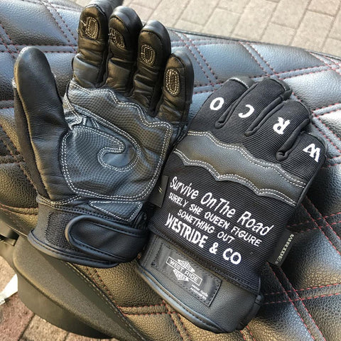May club -【WESTRIDE】TEXTILE GLOVE - SURVIVE ON THE ROAD（BLACK）